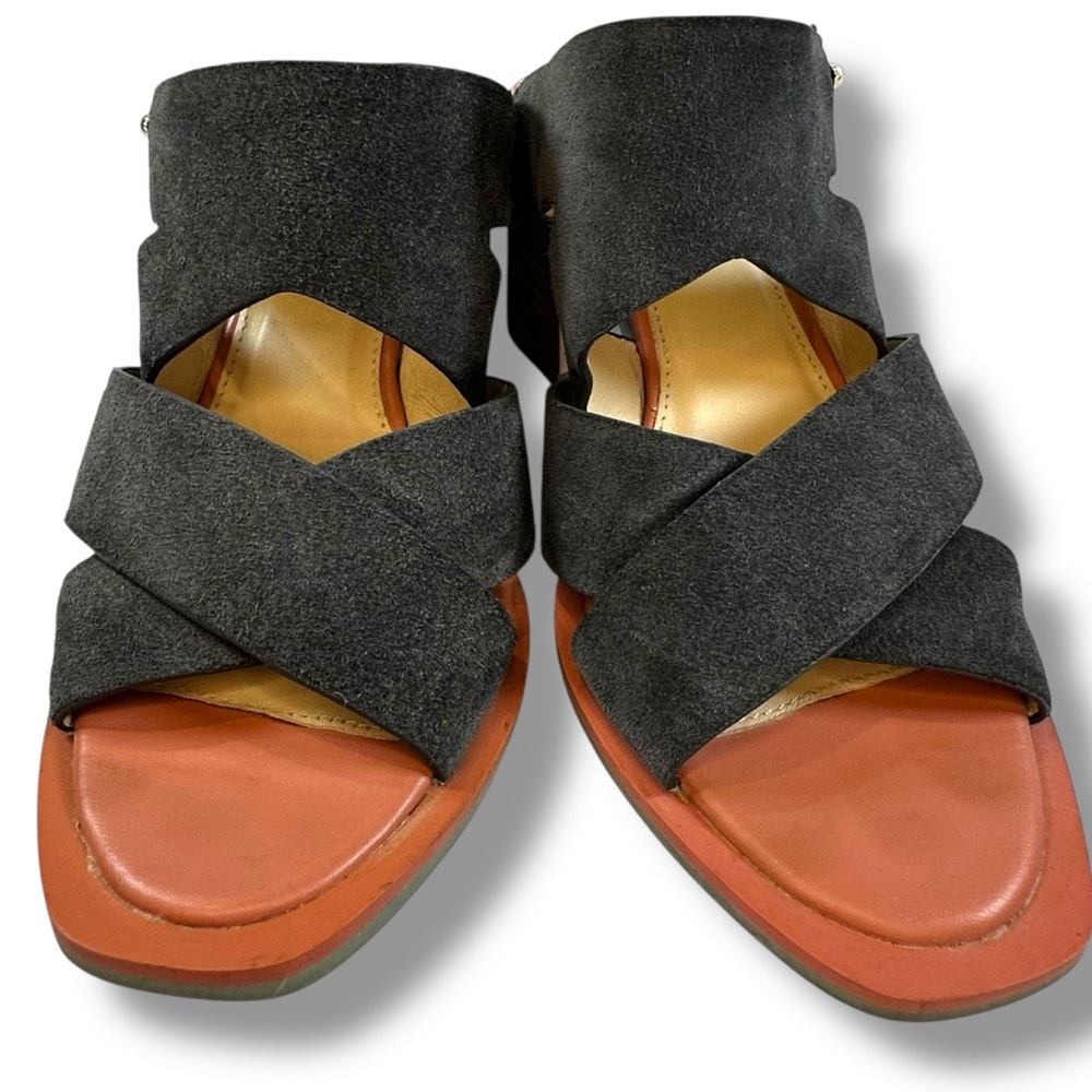 Ted Baker London Black Suede Mule Heeled Sandal Pop of Color Size 37.5 - Picture 4 of 9